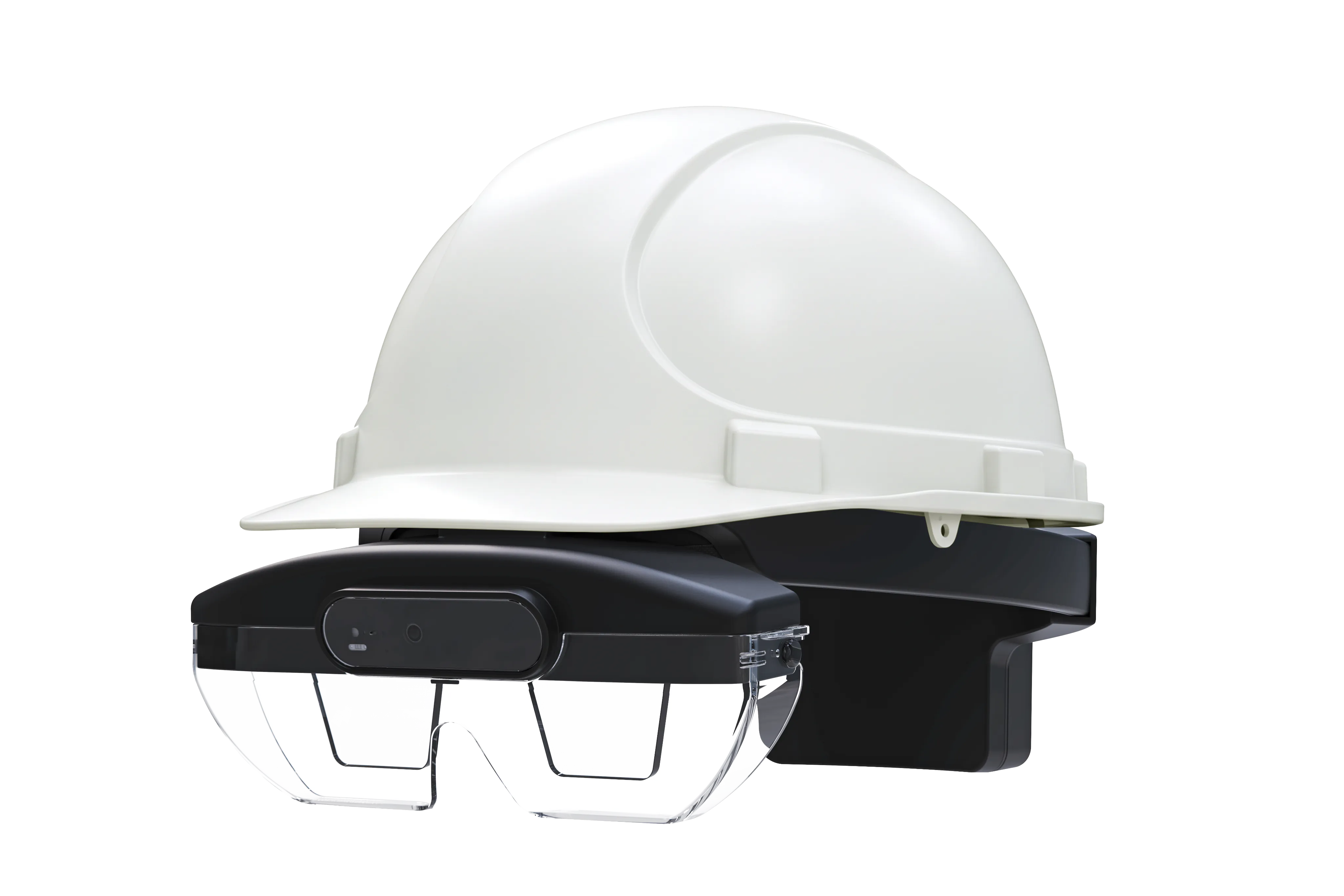 AR glasses mounted on a safety helmet