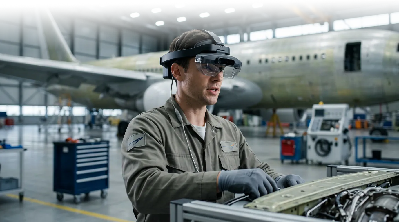 Aviation technician working hands-free